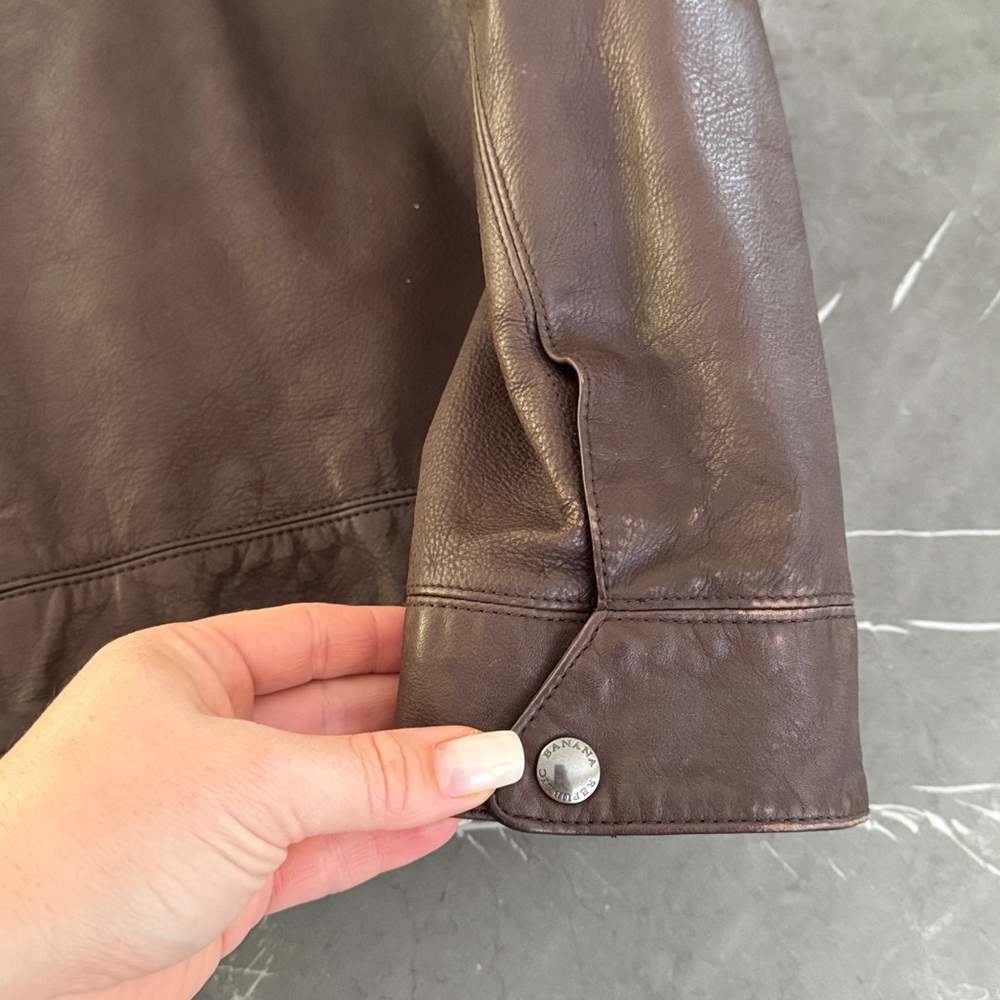 Banana Republic Men's Brown Leather Jacket Classic - Picture 8 of 9